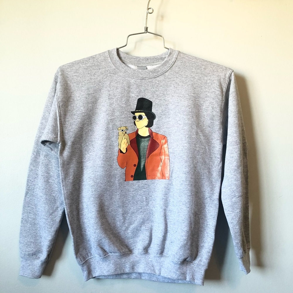 Willy Wonka Gray Crewneck Sweatshirt Size Youth Large